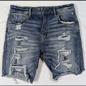 American Eagle Next Level Airflex Men's Size 34 Distressed Blue Denim Shorts